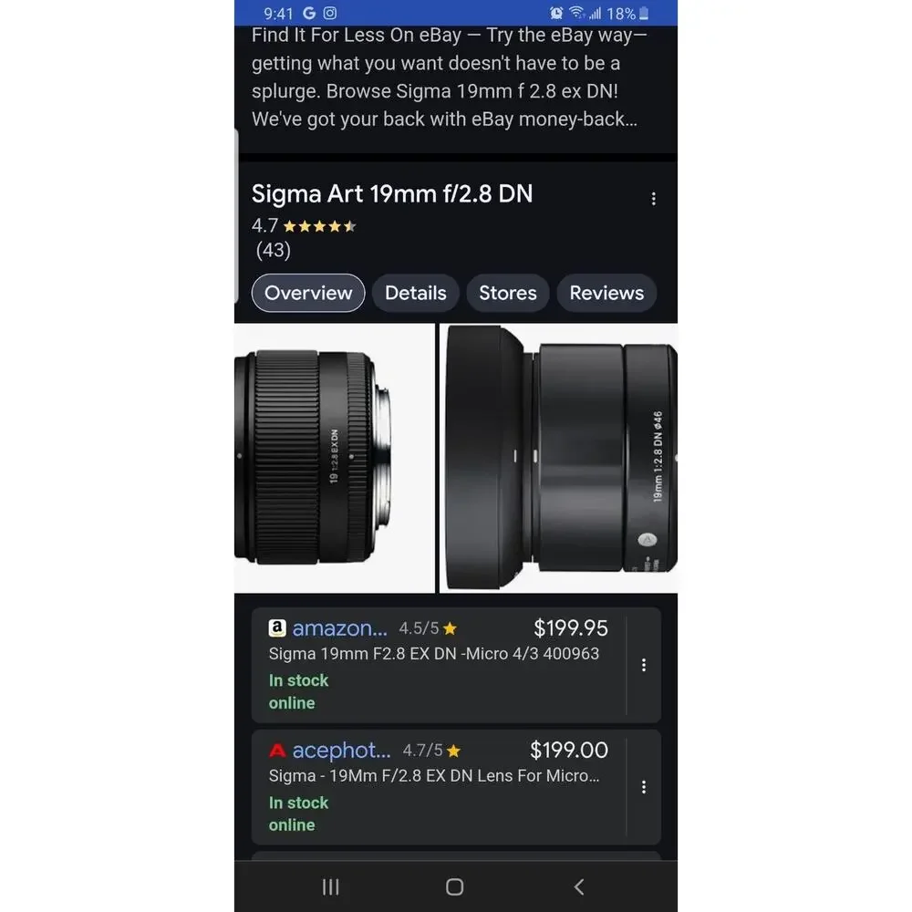 SIGMA 19mm F2.8 EX DN LENS FOR MICRO FOUR THIRDS CAMERAS